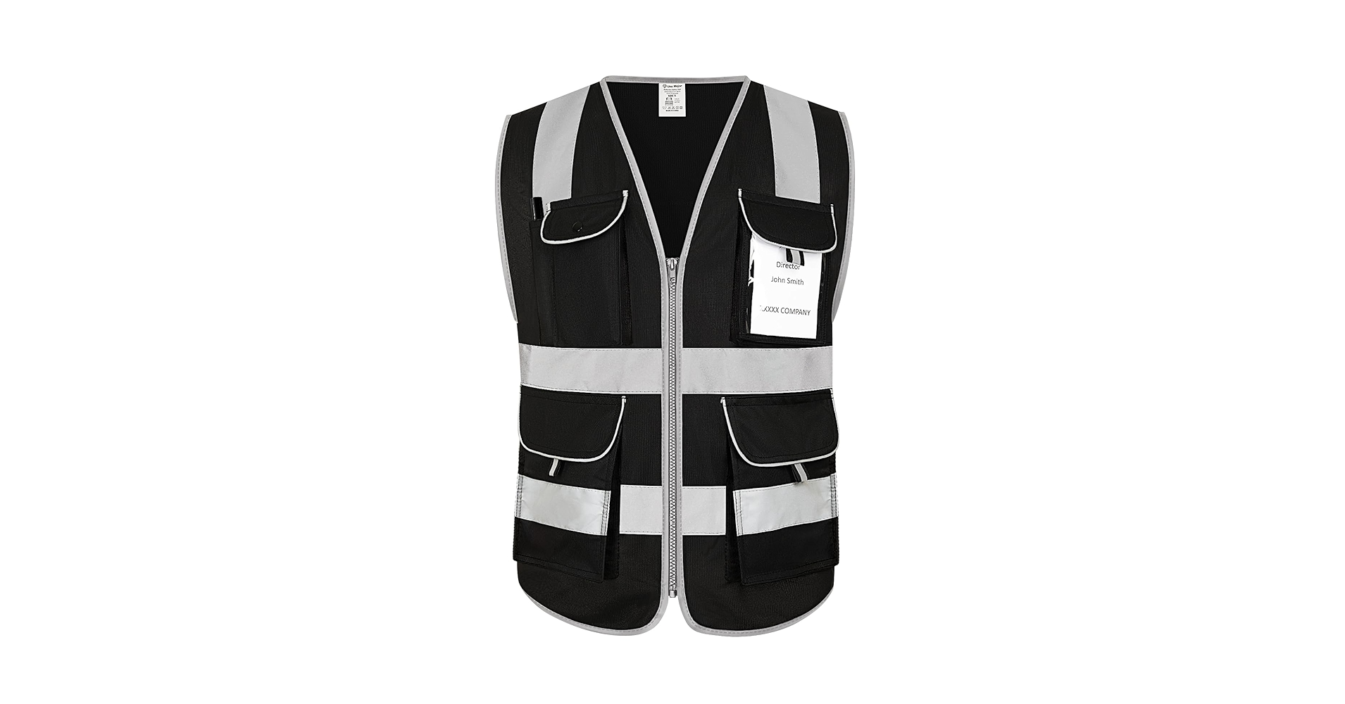 Uno Mejor 9 Pockets High Visibility Black Reflective Vest